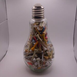 Decorative Standing Light Bulb filled with Broken Golf Tees